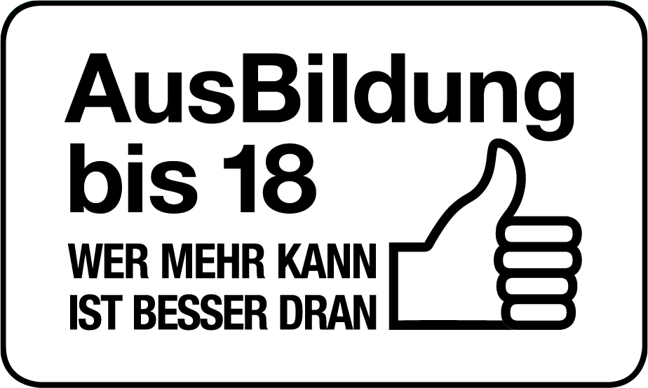 Logo AusBildung bis 18 in Schwarzweiß